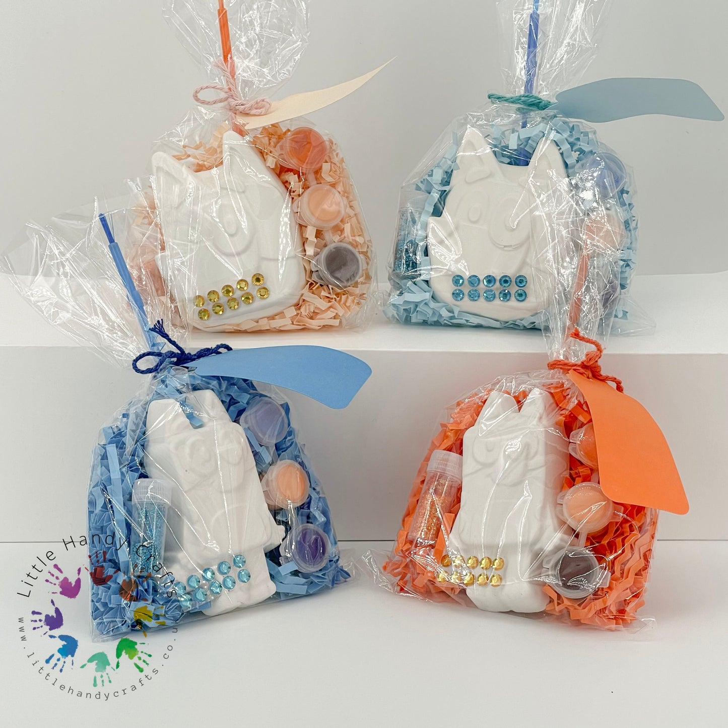 Large Blue Dog Party Bags with Personalised Tags